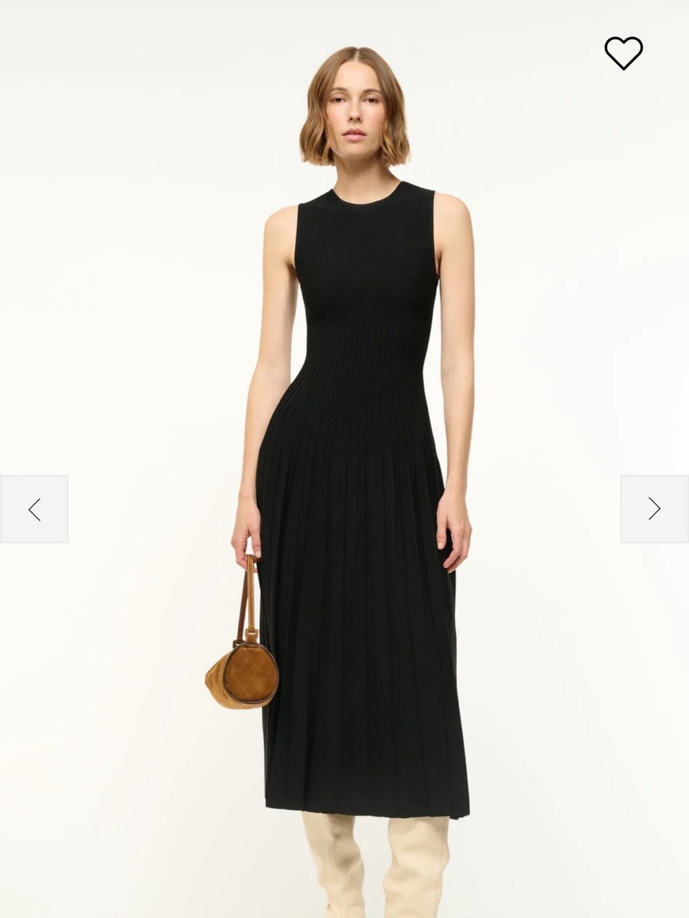 STAUD Black Sleeveless Pleated Maxi Dress
